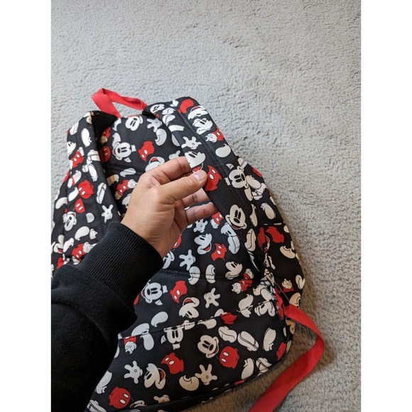 Disney Store Mickey Mouse Backpack All Over Print Black Red‎ White Adult School - Picture 9 of 11